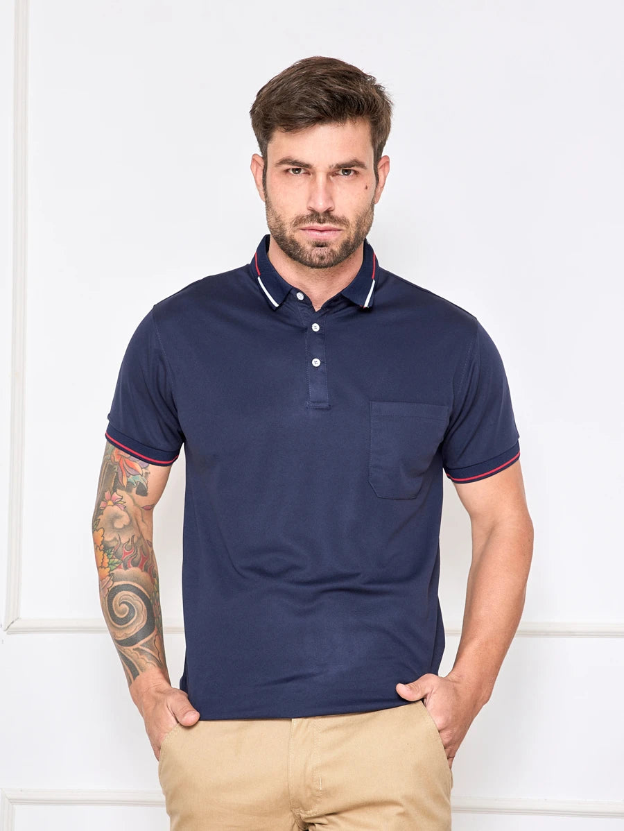 Camisa Polo Masculina Com Bolso GrifeX™