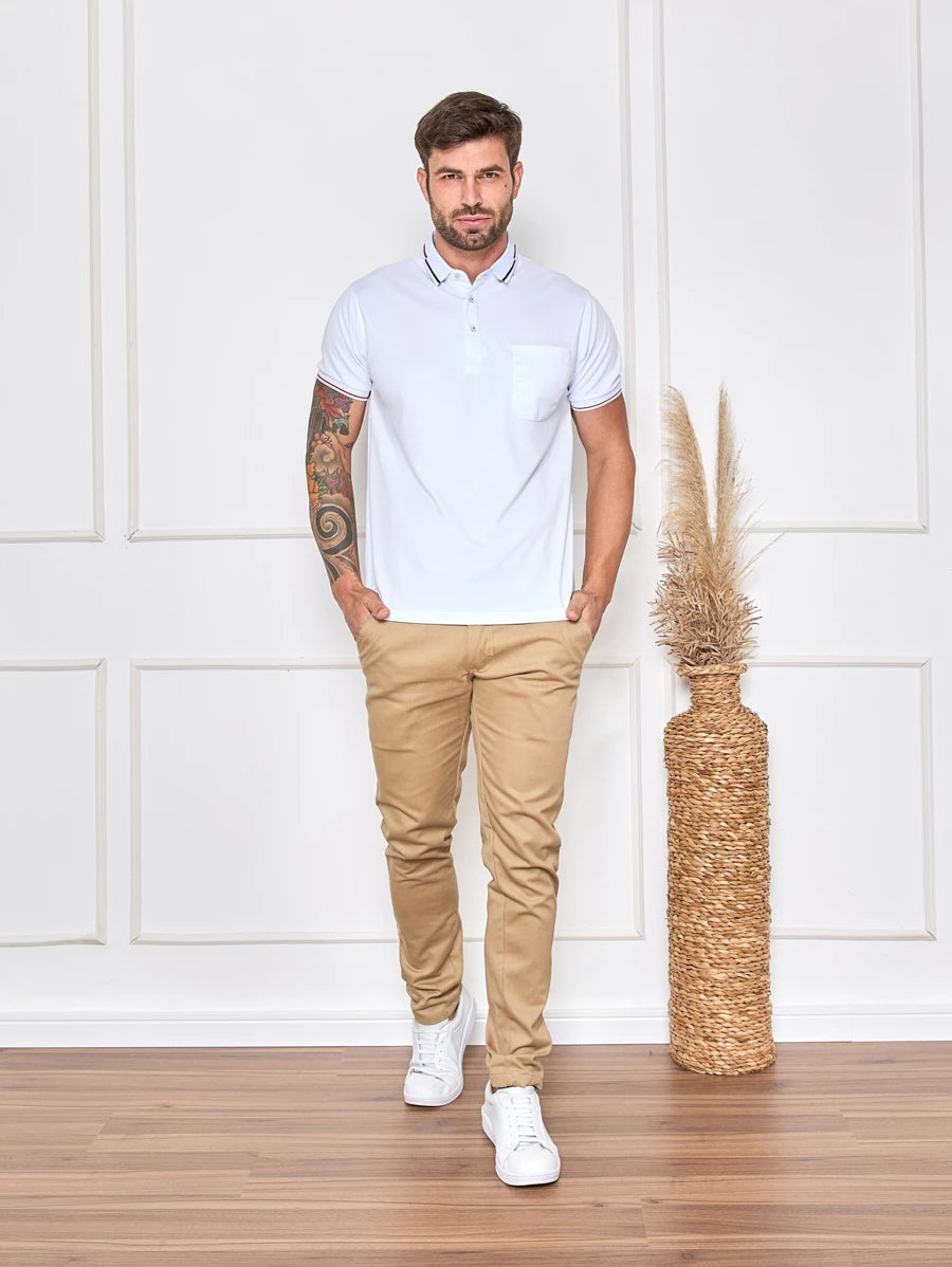 Camisa Polo Masculina Com Bolso GrifeX™