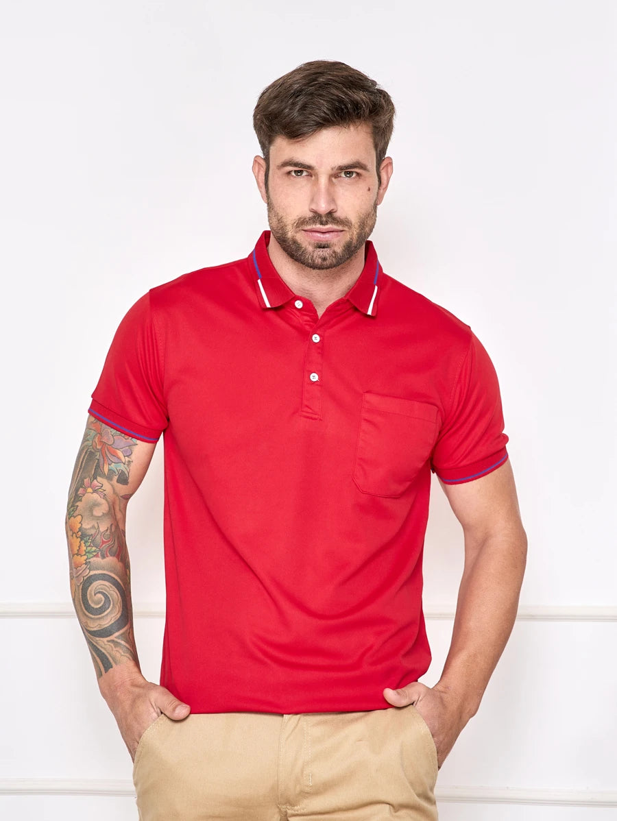 Camisa Polo Masculina Com Bolso GrifeX™