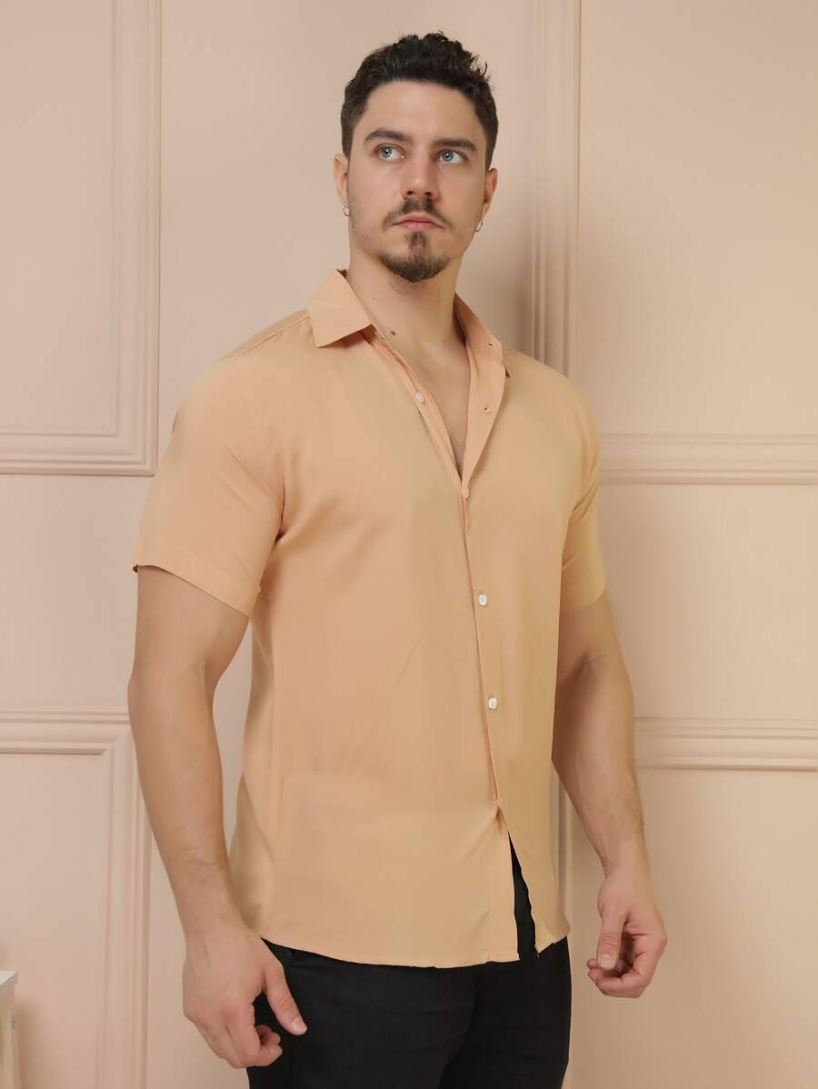 Camisa Social Manga Curta Lisa GrifeX™