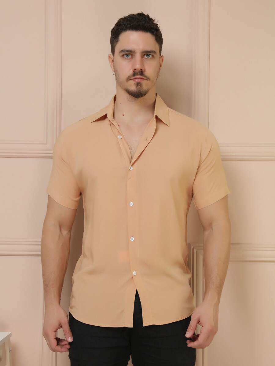 Camisa Social Manga Curta Lisa GrifeX™