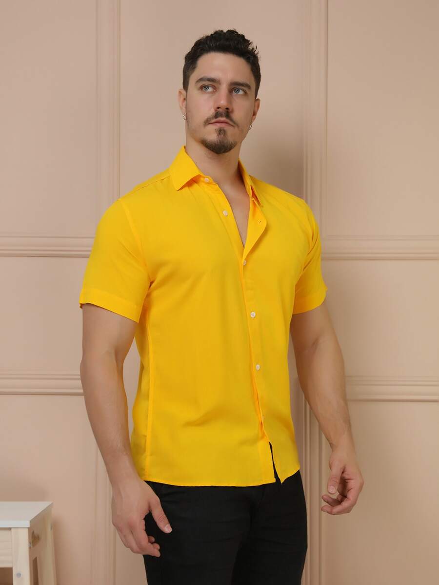 Camisa Social Manga Curta Lisa GrifeX™