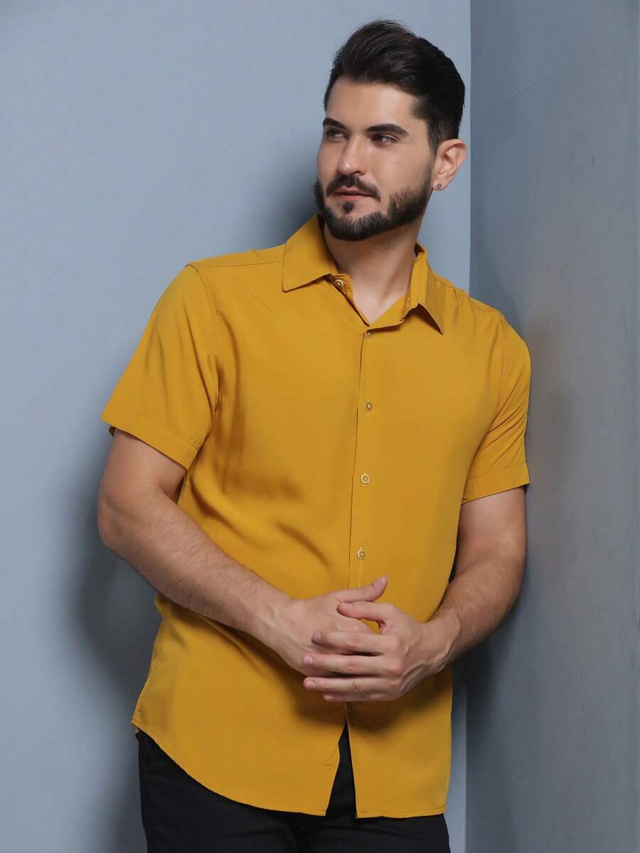 Camisa Social Manga Curta Lisa GrifeX™