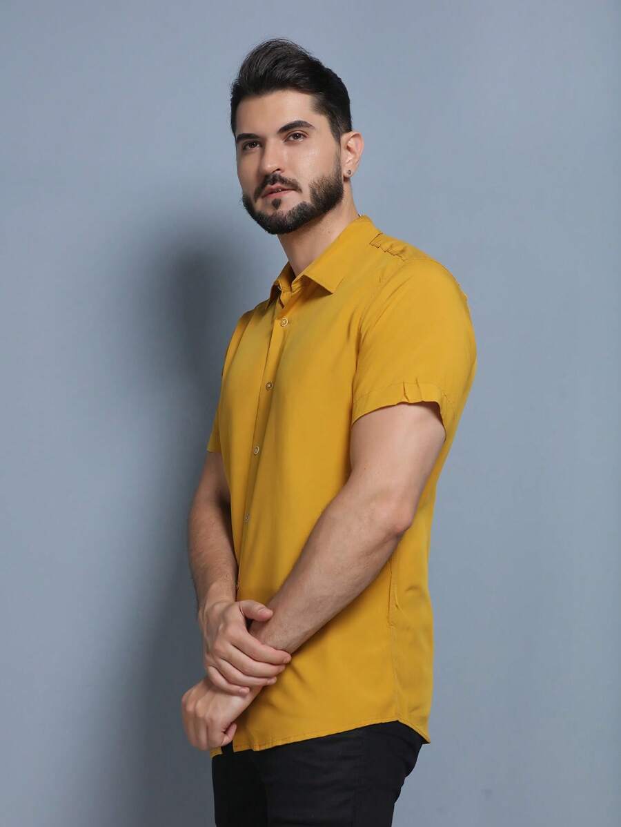 Camisa Social Manga Curta Lisa GrifeX™