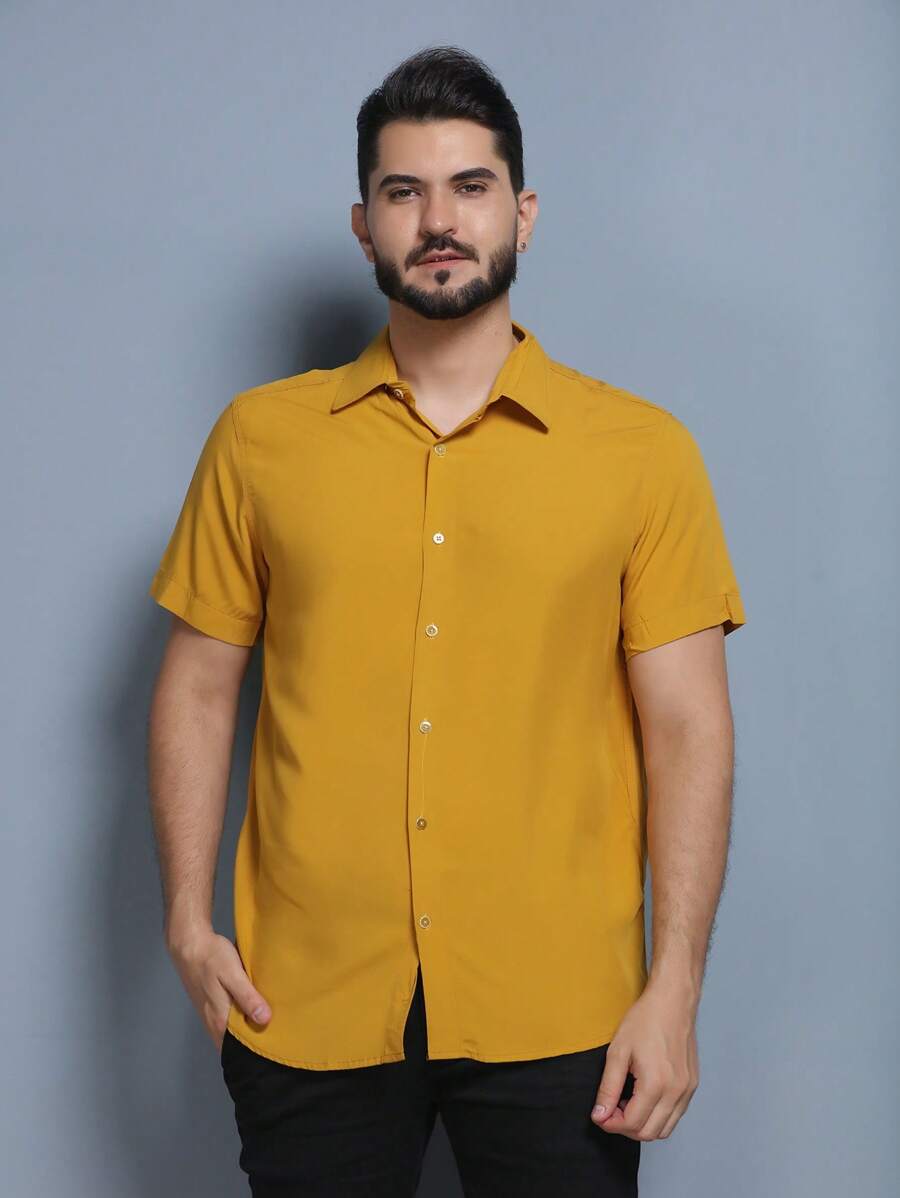 Camisa Social Manga Curta Lisa GrifeX™