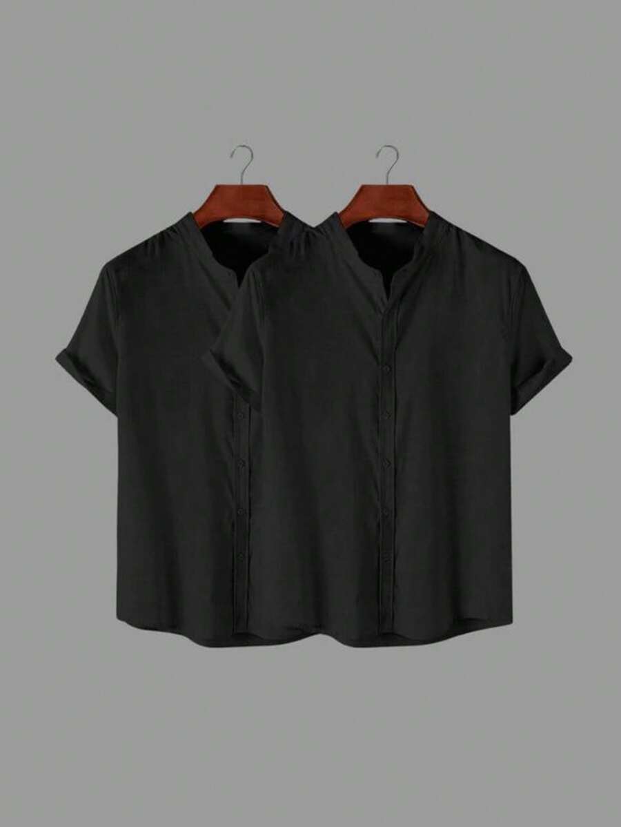 Kit 2 Camisas Gola Pastor De Linho GrifeX™