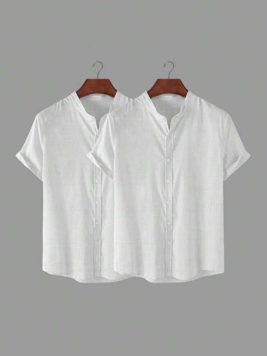 Kit 2 Camisas Gola Pastor De Linho GrifeX™