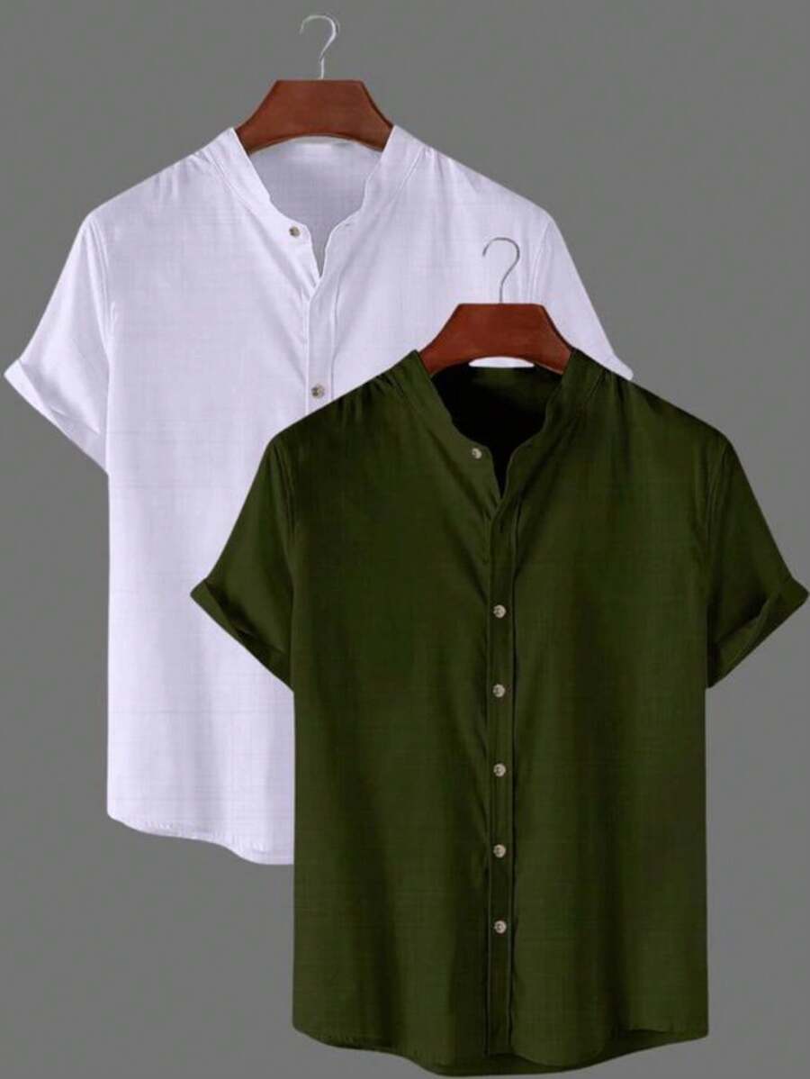 Kit 2 Camisas Gola Pastor De Linho GrifeX™