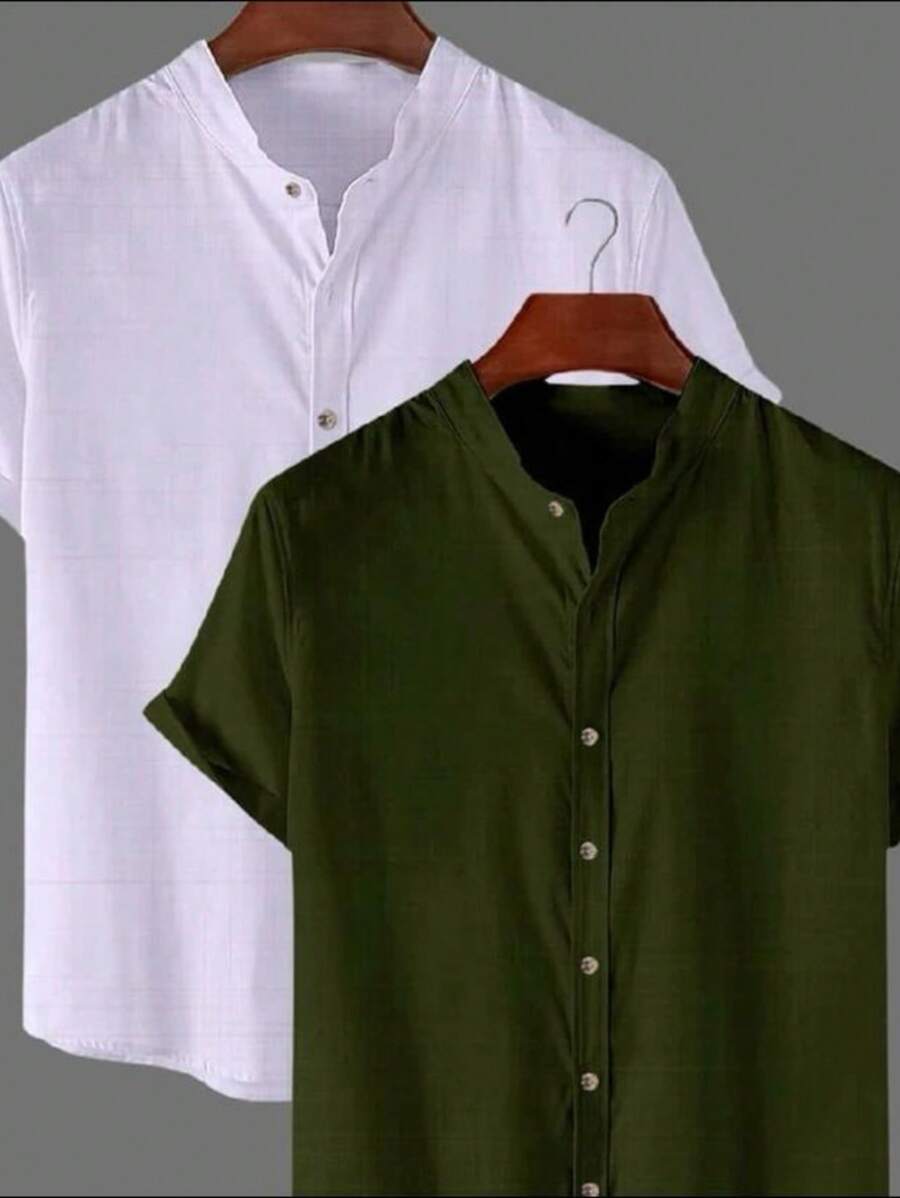 Kit 2 Camisas Gola Pastor De Linho GrifeX™