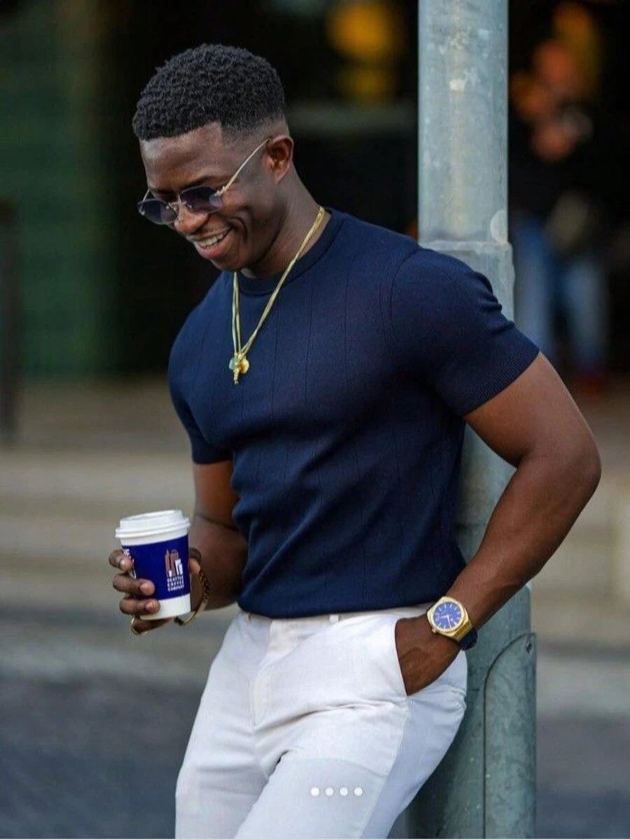 Camiseta Masculina Casual Slim Social GrifeX™