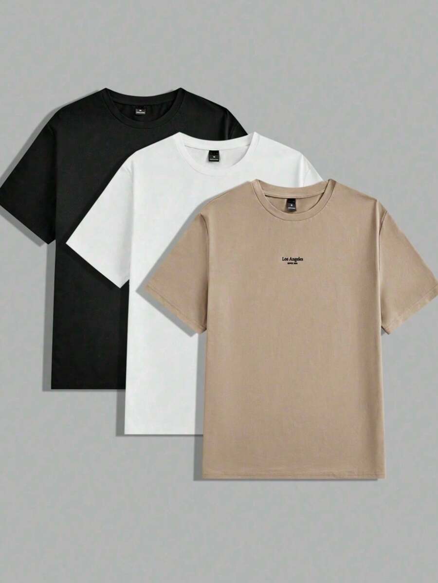 Kit 3 Camisetas Masculina Los Angeles 100% Algodão GrifeX™