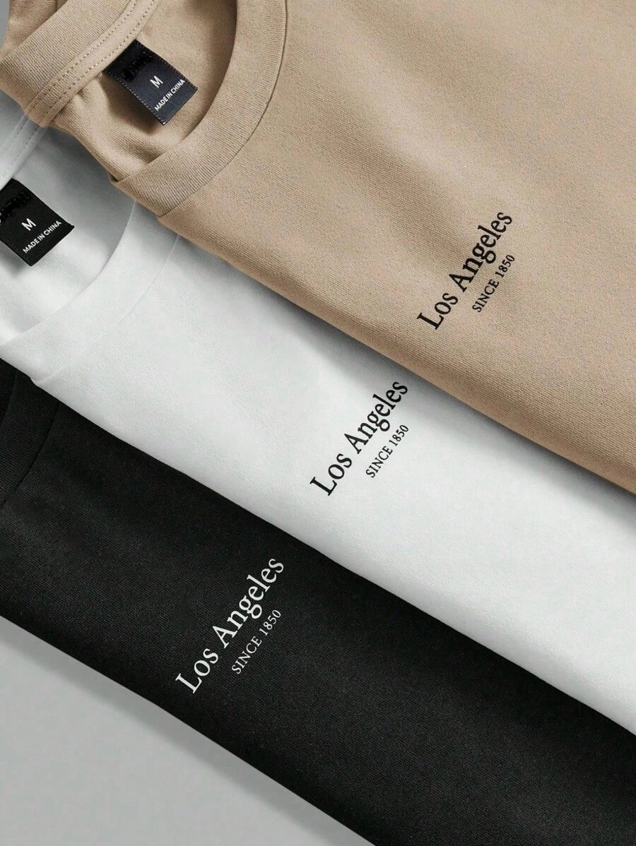 Kit 3 Camisetas Masculina Los Angeles 100% Algodão GrifeX™