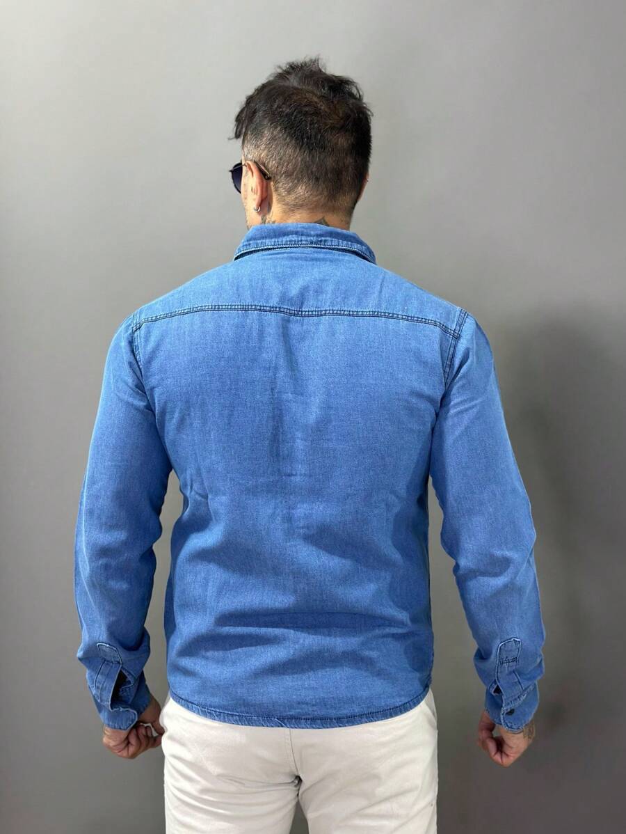 Camisa Jeans Masculina Manga Longa GrifeX™