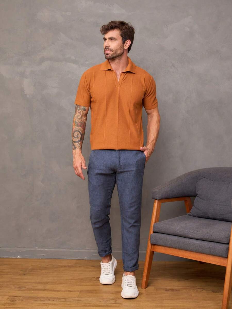 Camiseta Polo Texturizada de Tricot GrifeX™