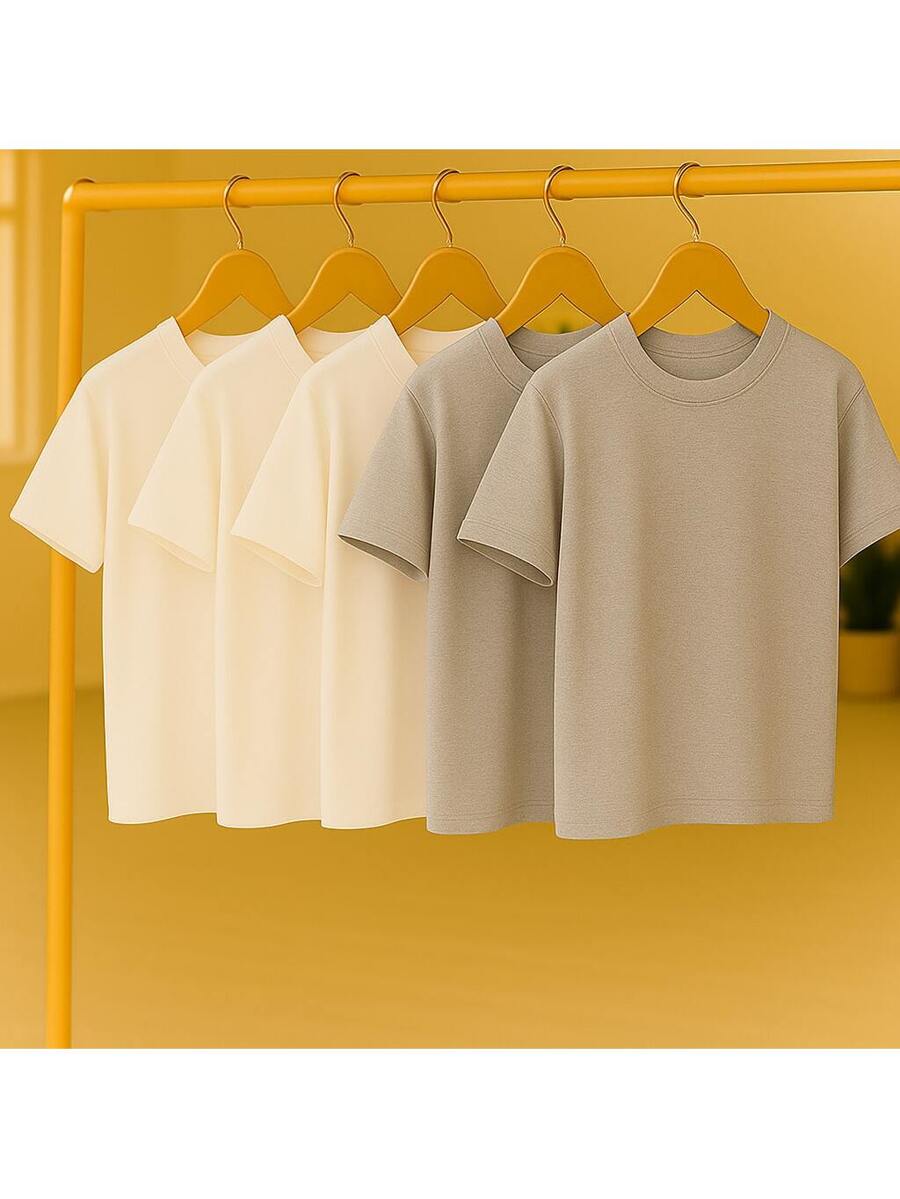 Kit 5 Camisetas Básica Lisa 100% Algodão GrifeX™