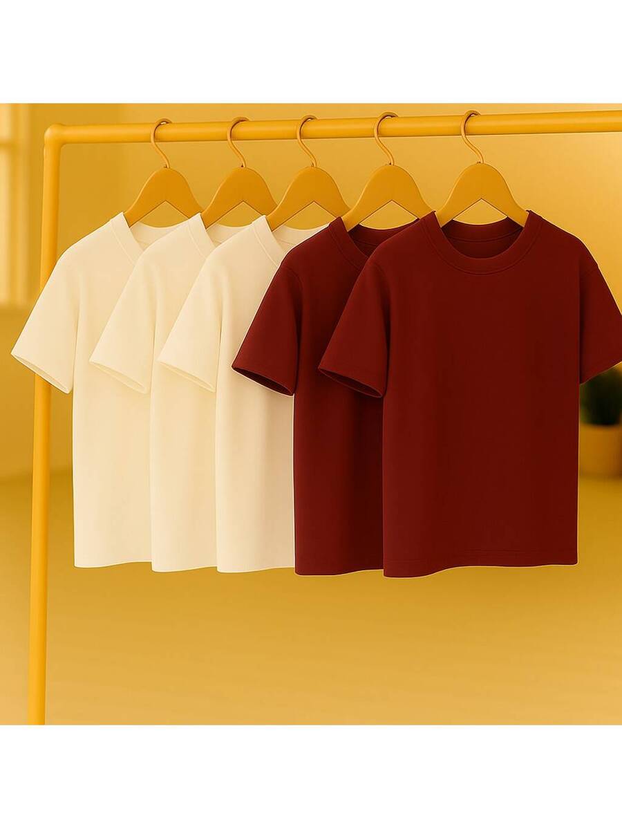 Kit 5 Camisetas Básica Lisa 100% Algodão GrifeX™
