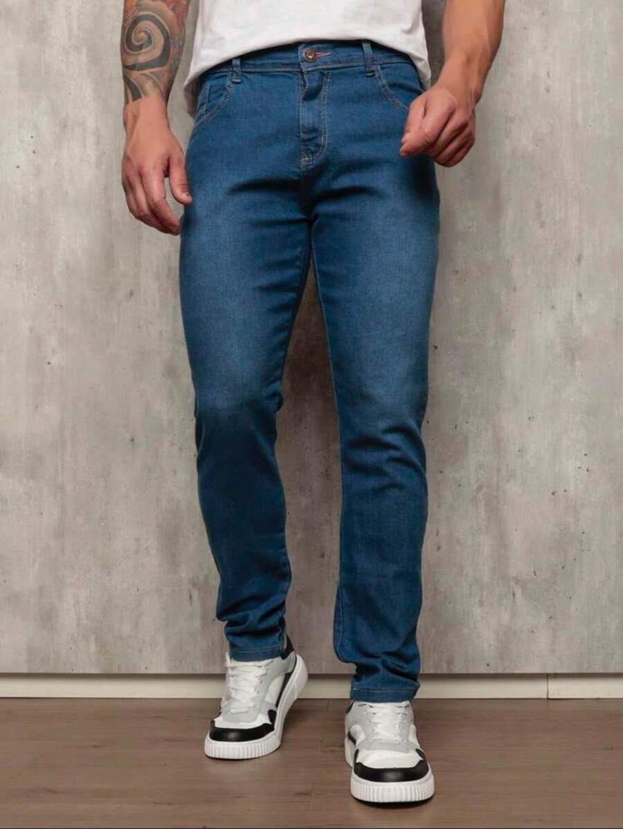 Calça Jeans Básica Masculina Elastano GrifeX™