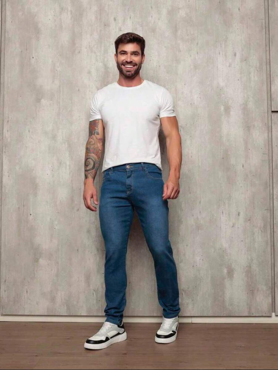 Calça Jeans Básica Masculina Elastano GrifeX™
