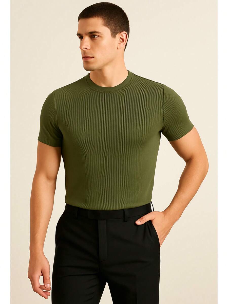 Camiseta Masculina Casual Slim Social GrifeX™