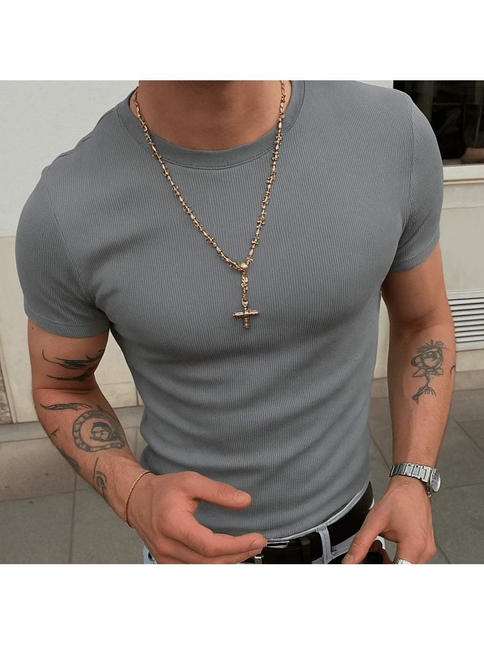 Camiseta Masculina Casual Slim Social GrifeX™