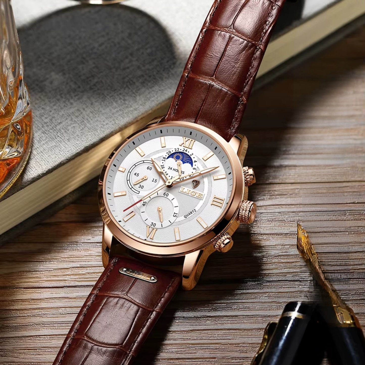 Relógio Aviator Chronograph Couro GrifeX™