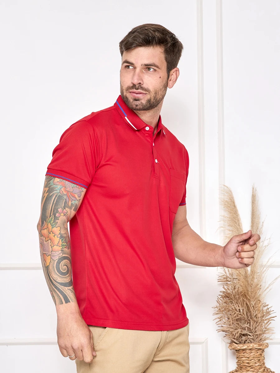 Camisa Polo Masculina Com Bolso GrifeX™