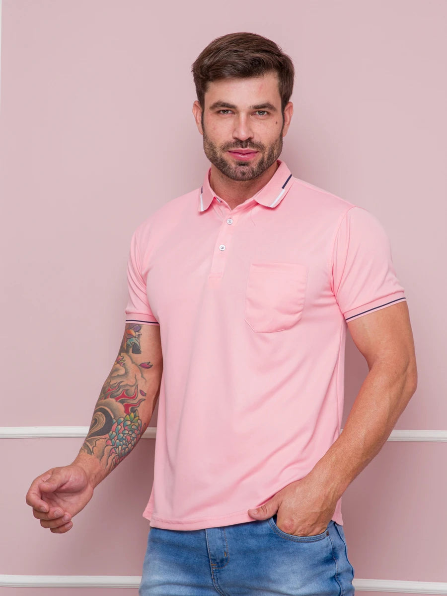 Camisa Polo Masculina Com Bolso GrifeX™