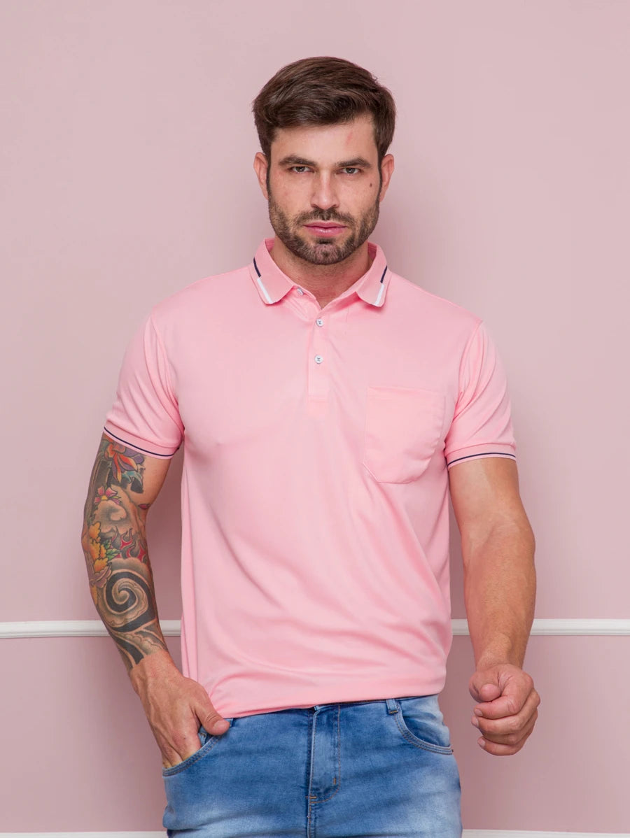 Camisa Polo Masculina Com Bolso GrifeX™
