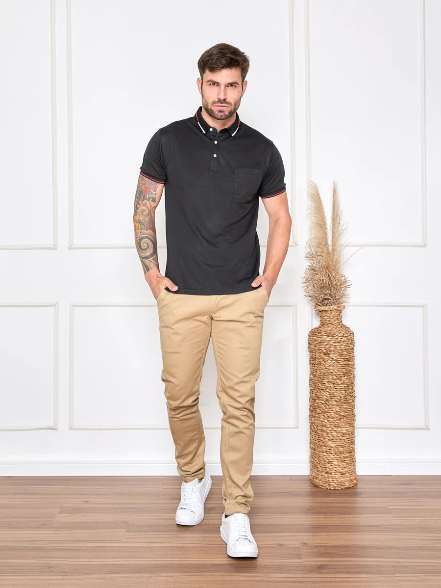 Camisa Polo Masculina Com Bolso GrifeX™