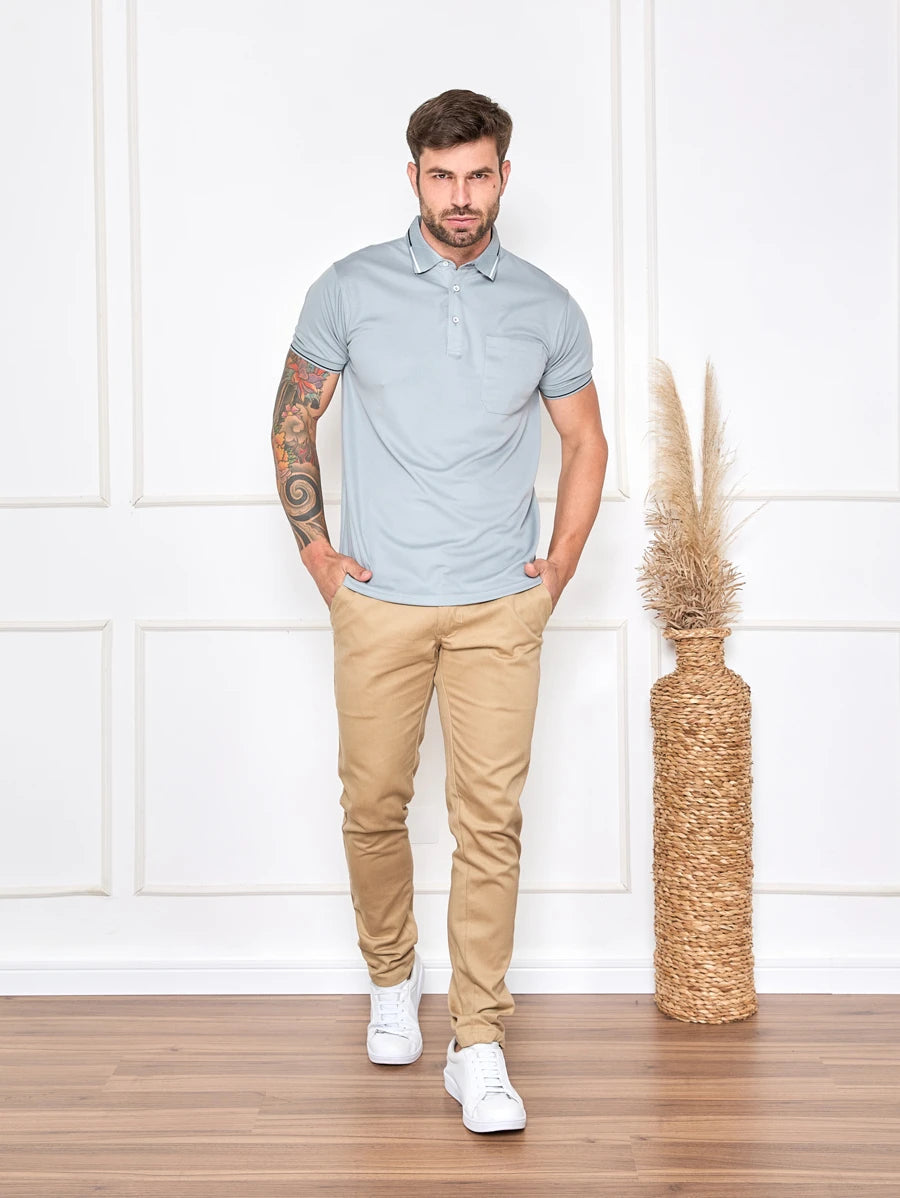 Camisa Polo Masculina Com Bolso GrifeX™