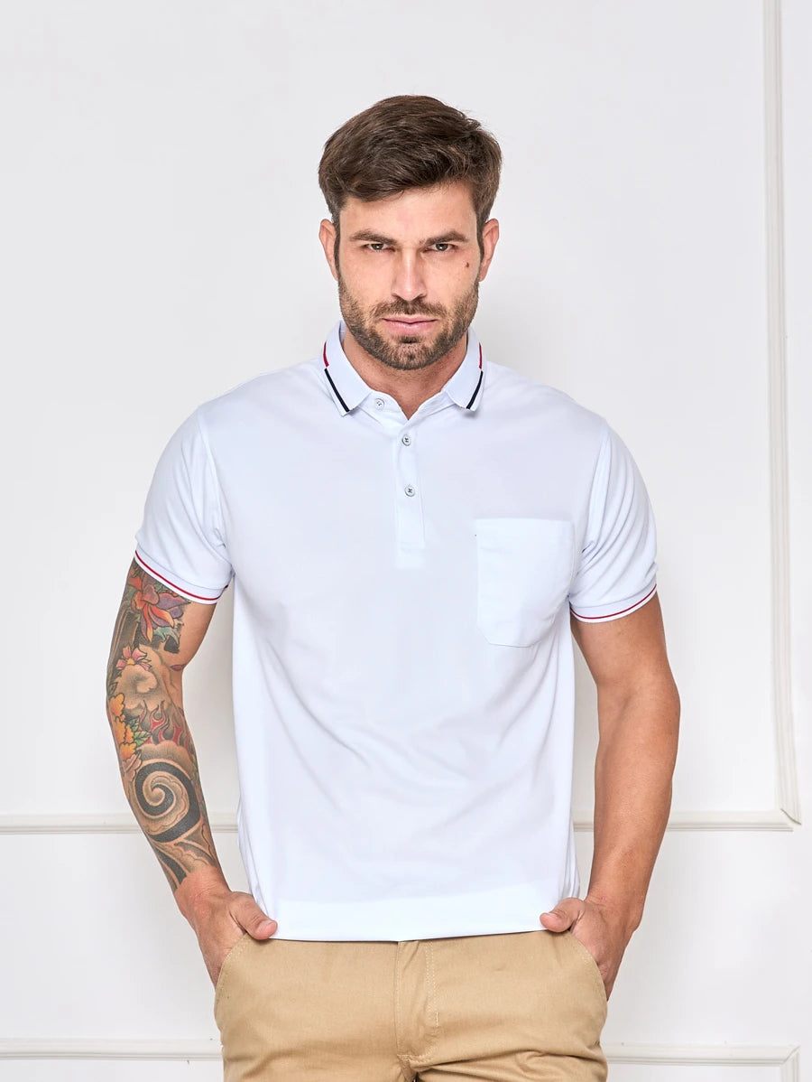 Camisa Polo Masculina Com Bolso GrifeX™