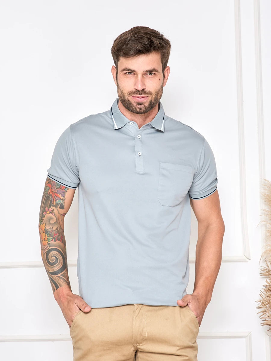 Camisa Polo Masculina Com Bolso GrifeX™
