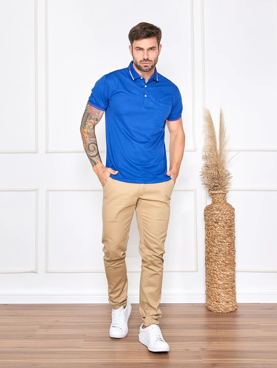 Camisa Polo Masculina Com Bolso GrifeX™