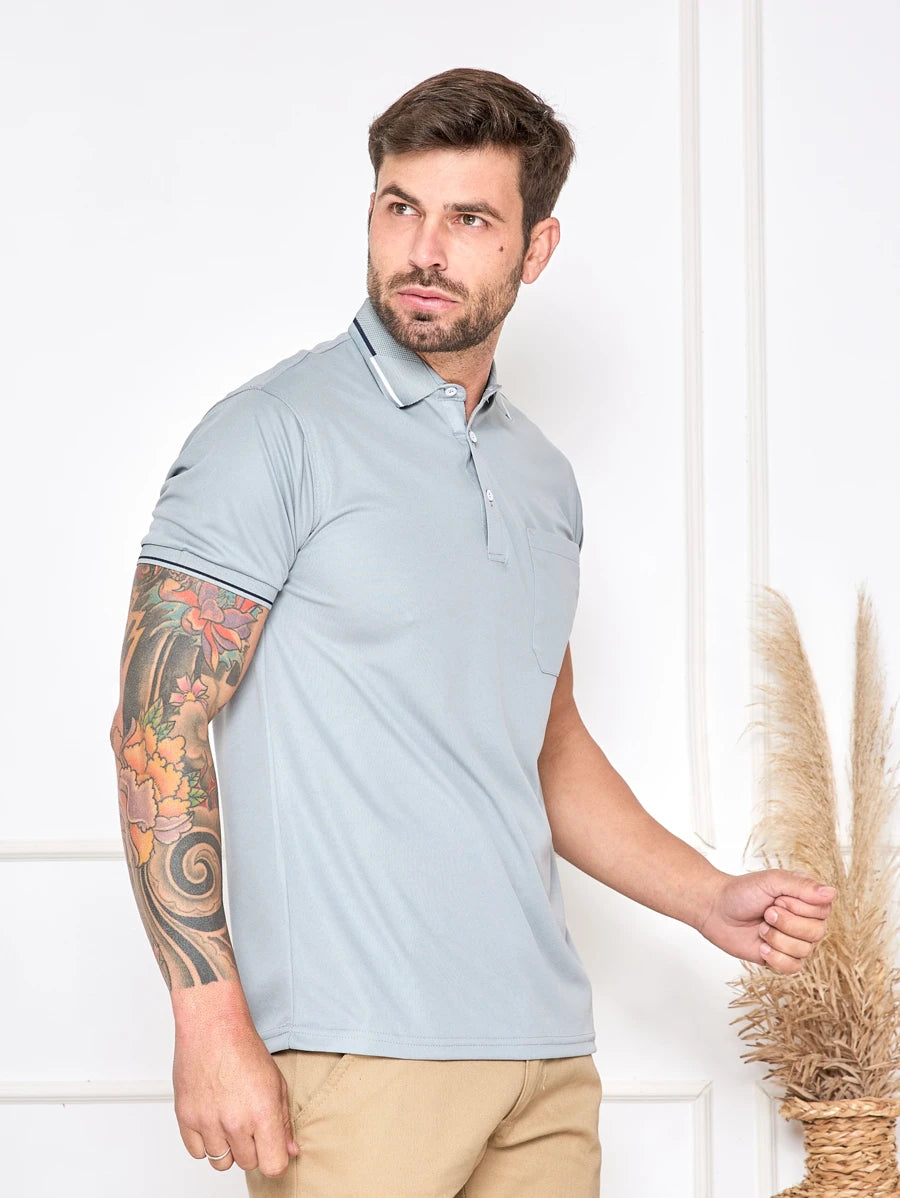 Camisa Polo Masculina Com Bolso GrifeX™