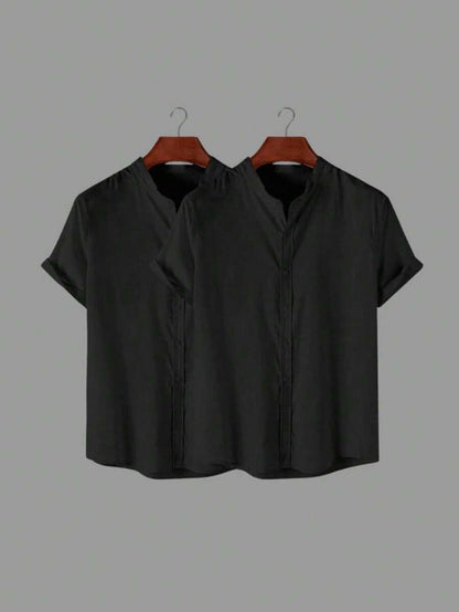 Kit 2 Camisas Gola Pastor De Linho GrifeX™