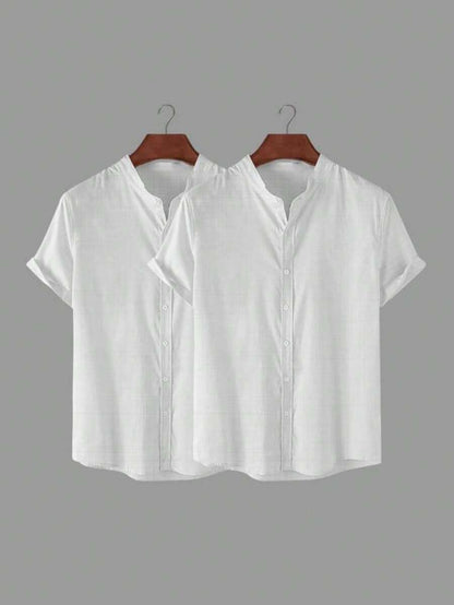 Kit 2 Camisas Gola Pastor De Linho GrifeX™