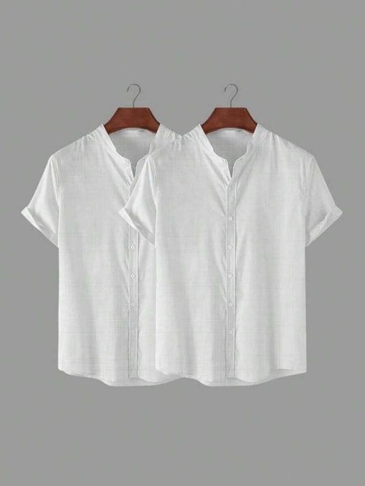 Kit 2 Camisas Gola Pastor De Linho GrifeX™