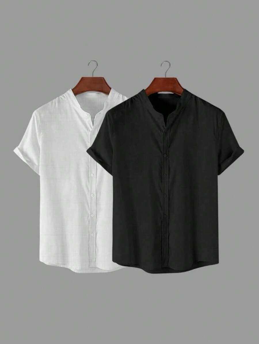Kit 2 Camisas Gola Pastor De Linho GrifeX™