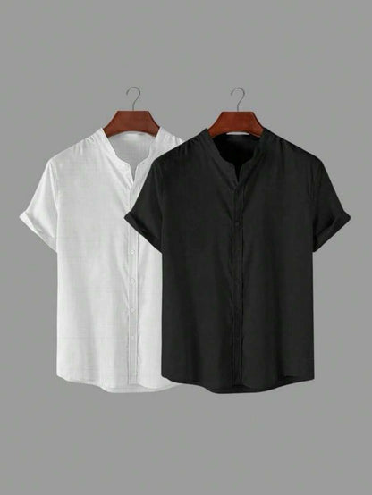 Kit 2 Camisas Gola Pastor De Linho GrifeX™