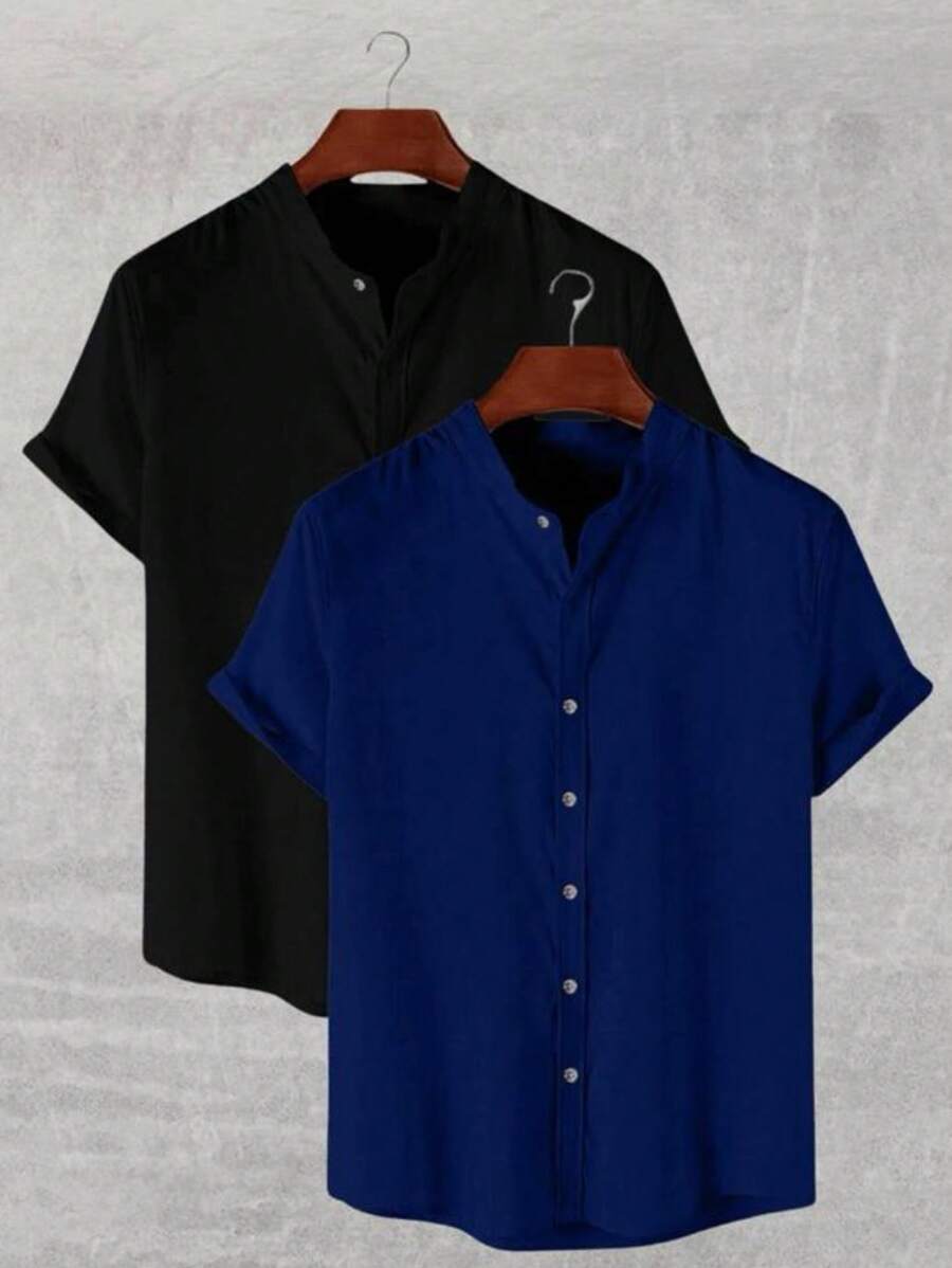 Kit 2 Camisas Gola Pastor De Linho GrifeX™