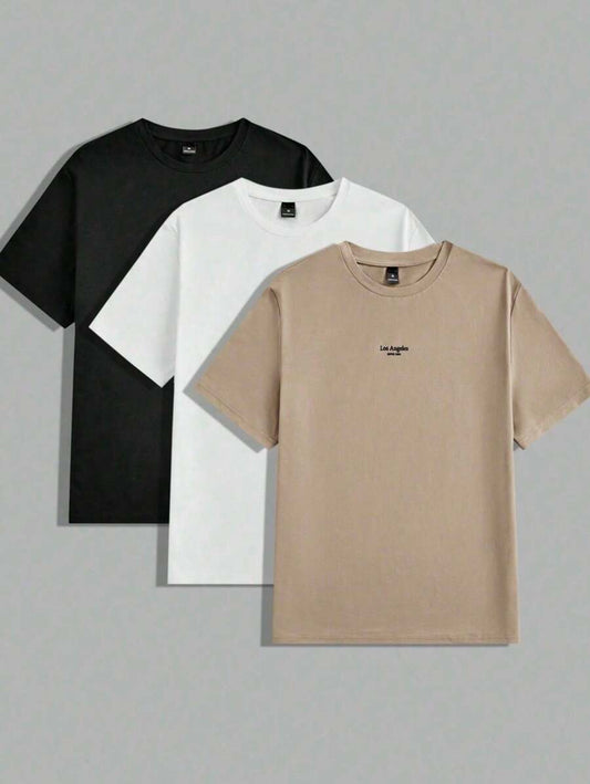 Kit 3 Camisetas Masculina Los Angeles 100% Algodão GrifeX™