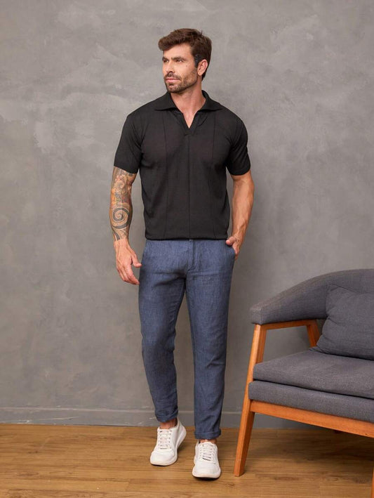 Camiseta Polo Texturizada de Tricot GrifeX™