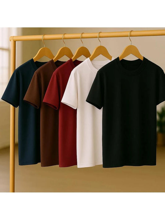 Kit 5 Camisetas Básica Lisa 100% Algodão GrifeX™