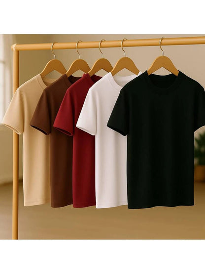 Kit 5 Camisetas Básica Lisa 100% Algodão GrifeX™