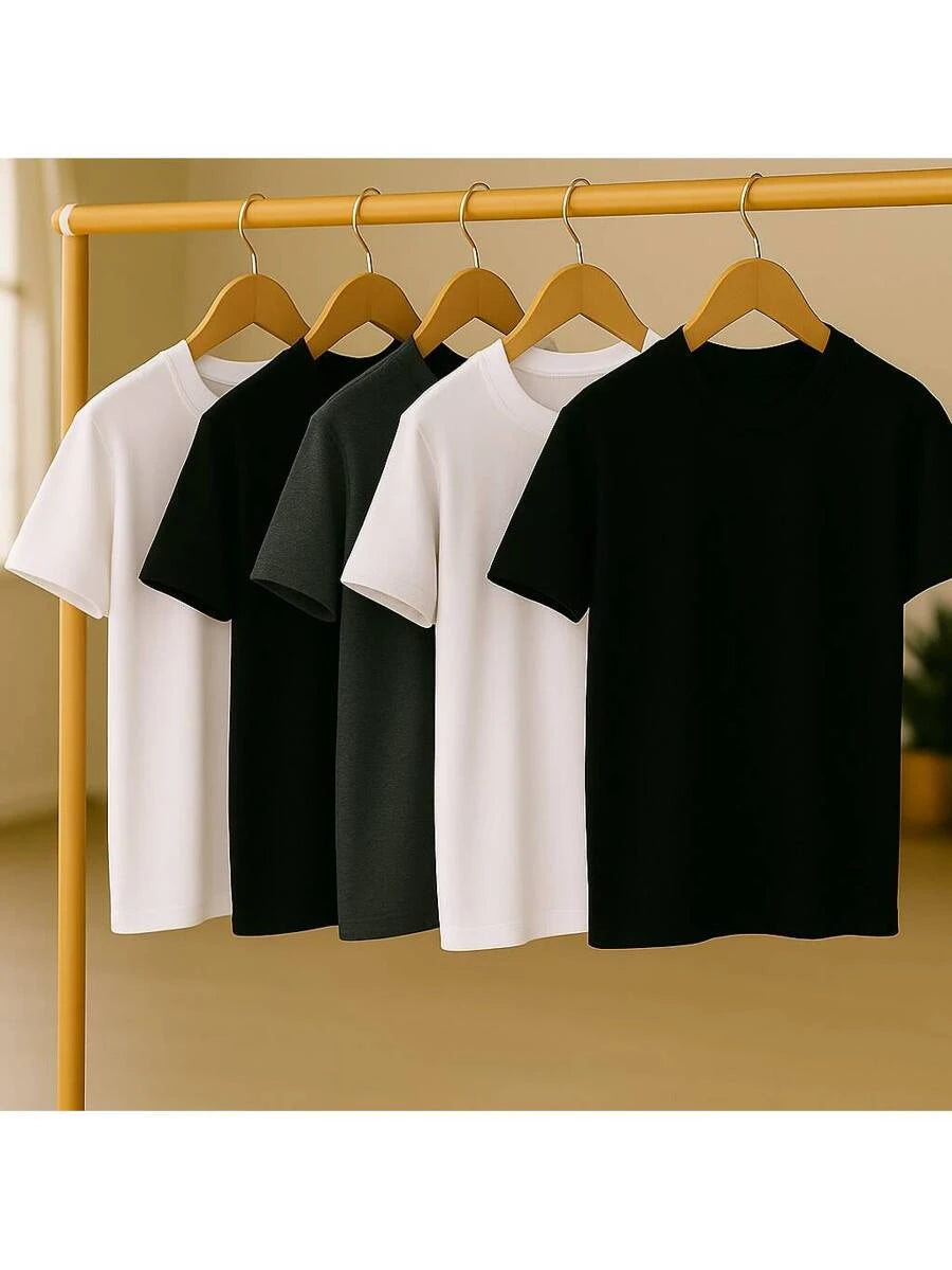Kit 5 Camisetas Básica Lisa 100% Algodão GrifeX™