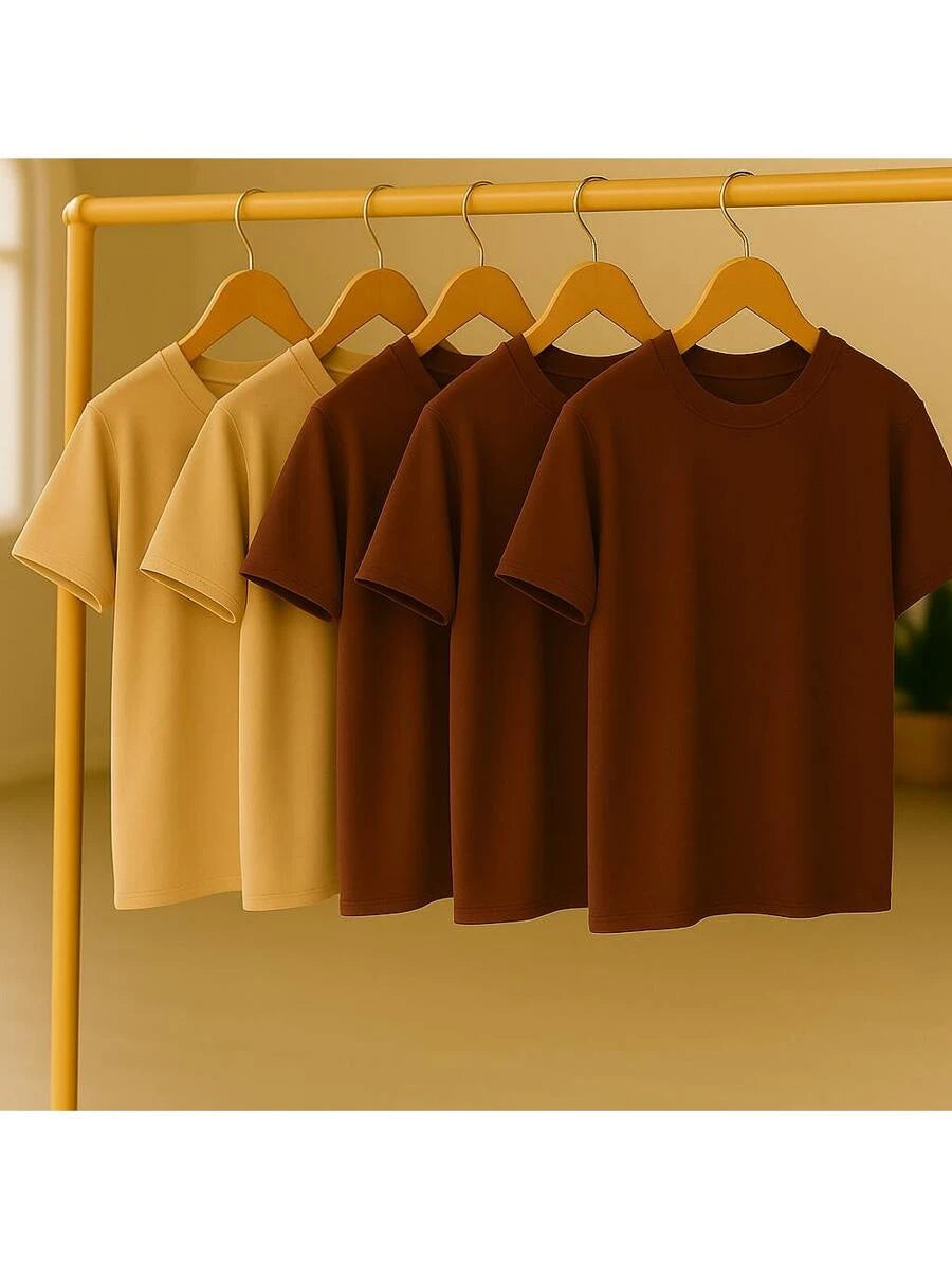 Kit 5 Camisetas Básica Lisa 100% Algodão GrifeX™