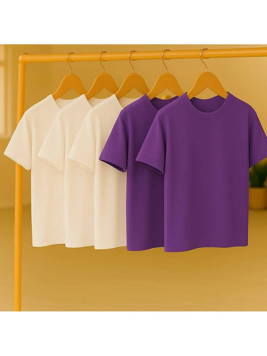 Kit 5 Camisetas Básica Lisa 100% Algodão GrifeX™