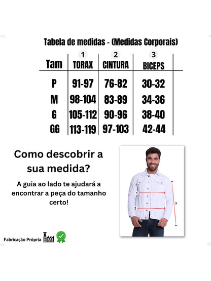 Jaqueta Masculina Denim Sarja Slim GrifeX™