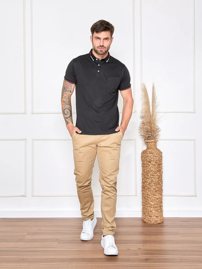 Camisa Polo Masculina Com Bolso GrifeX™